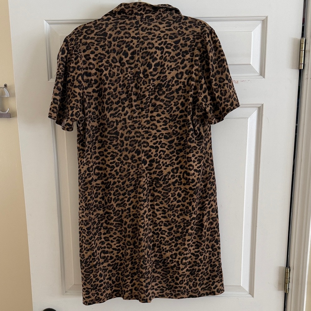 Boston Proper Leopard Print Short Sleeve Dress - Picture 3 of 6